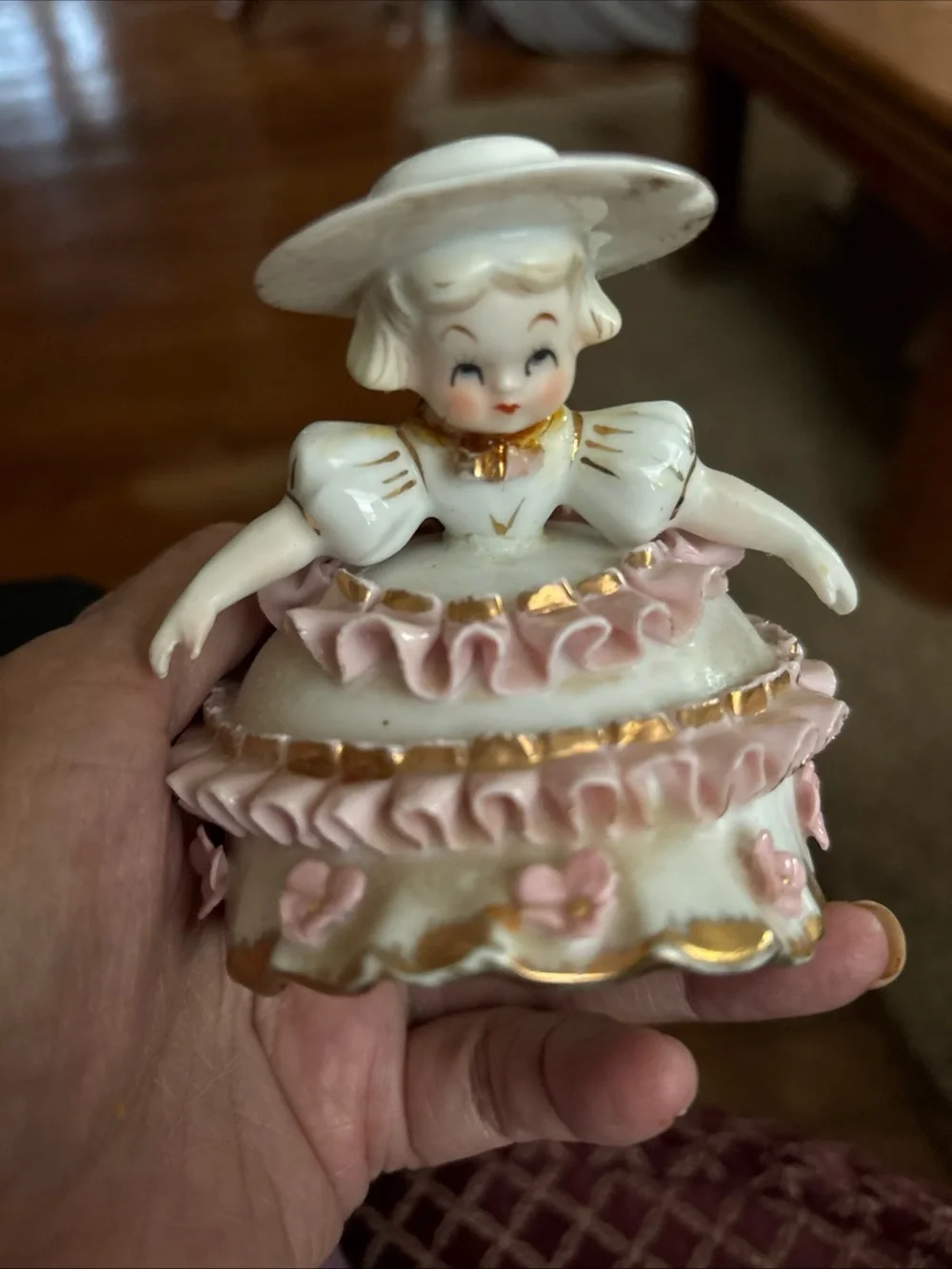 Vintage Porcelain Girl Figurine Set of 2 Bloomer Girl Japan As is
